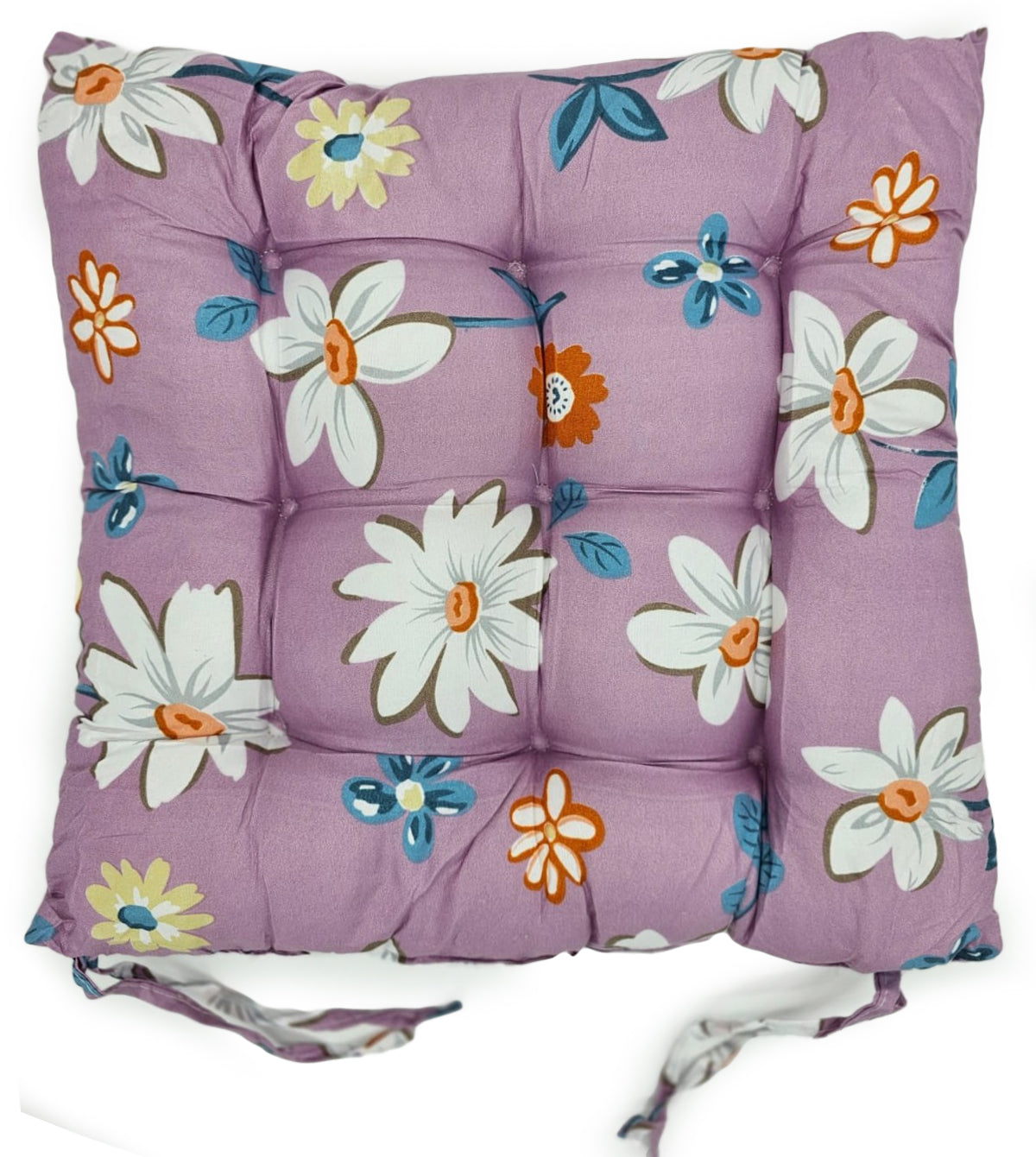 Seat Pad Dining Garden Kitchen Chair Cushions Tie On Daisy Floral Lilac