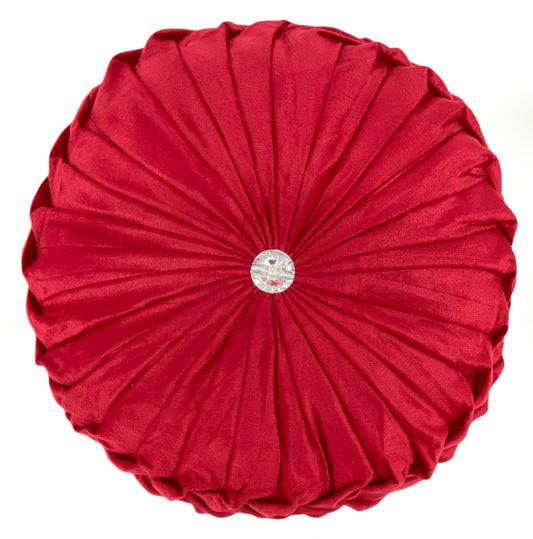 Cushion Soft PLUSH Velvet Cushions Luxury Chic Filled Scatter Cushion Round RED