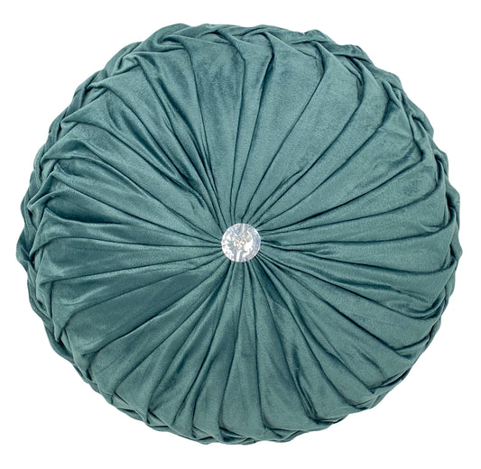 Cushion Soft PLUSH Velvet Cushions Luxury Chic Filled Scatter Cushion Round TEAL BLUE