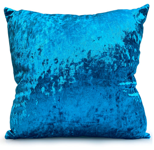 Velvet Cushion Cover Cushions Plain Crush Velvet 17"x17" 20"X20" 23"X23" TEAL BLUE
