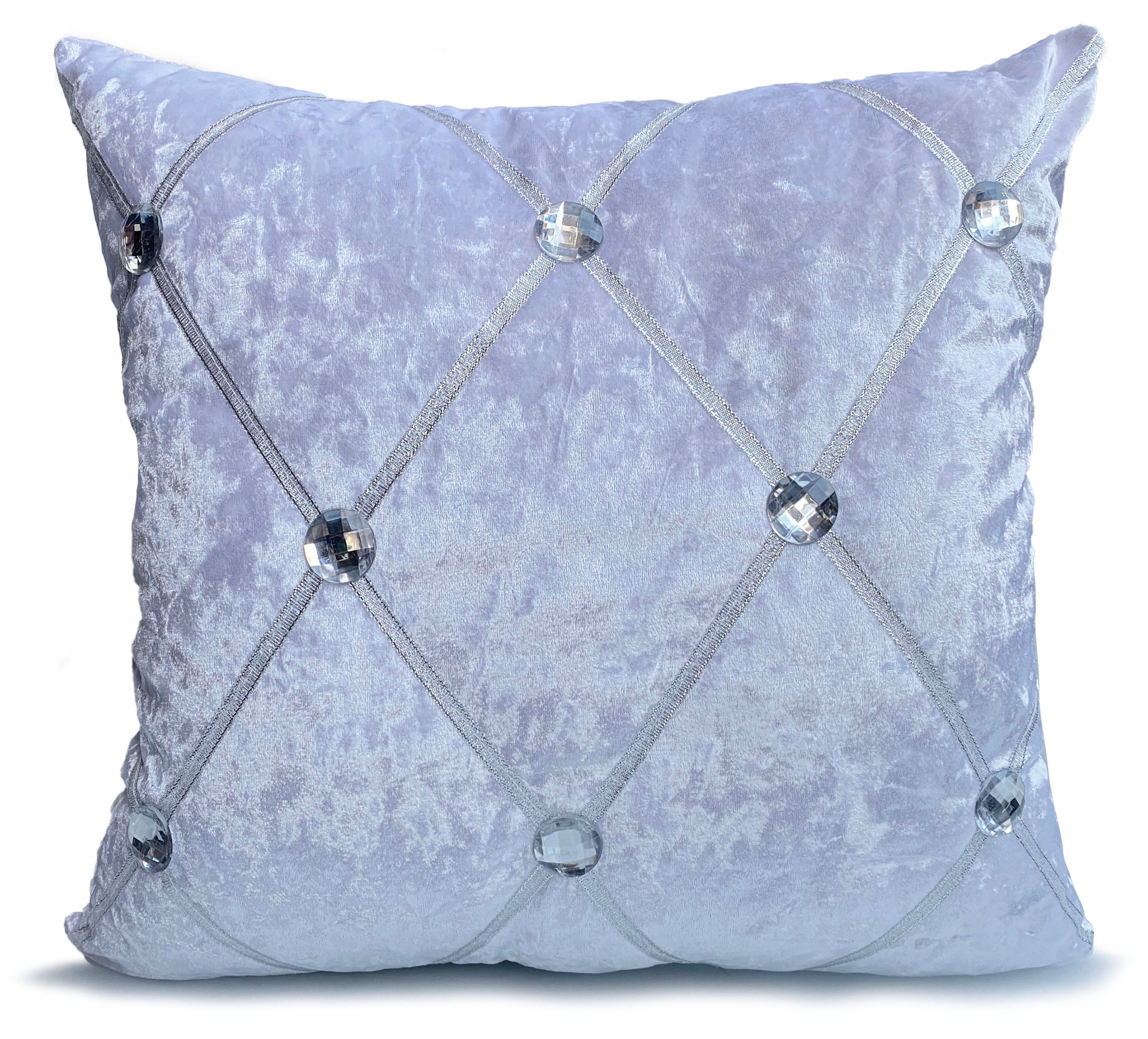 Large Crush Velvet Cushions Covers Diamante Chesterfield White Cushion Mania