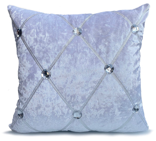 Large Crush Velvet Cushions or Covers Diamante Chesterfield  3 Sizes WHITE