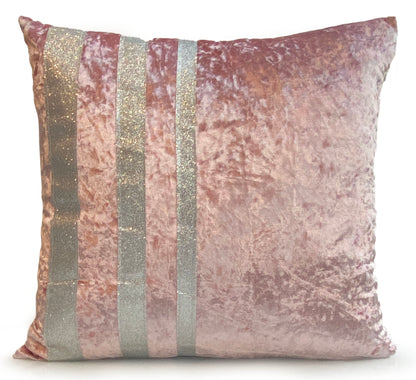 Cushions Covers Velvet Crushed or filled cushions Glitter stripe BLUSH PINK 17"x17"