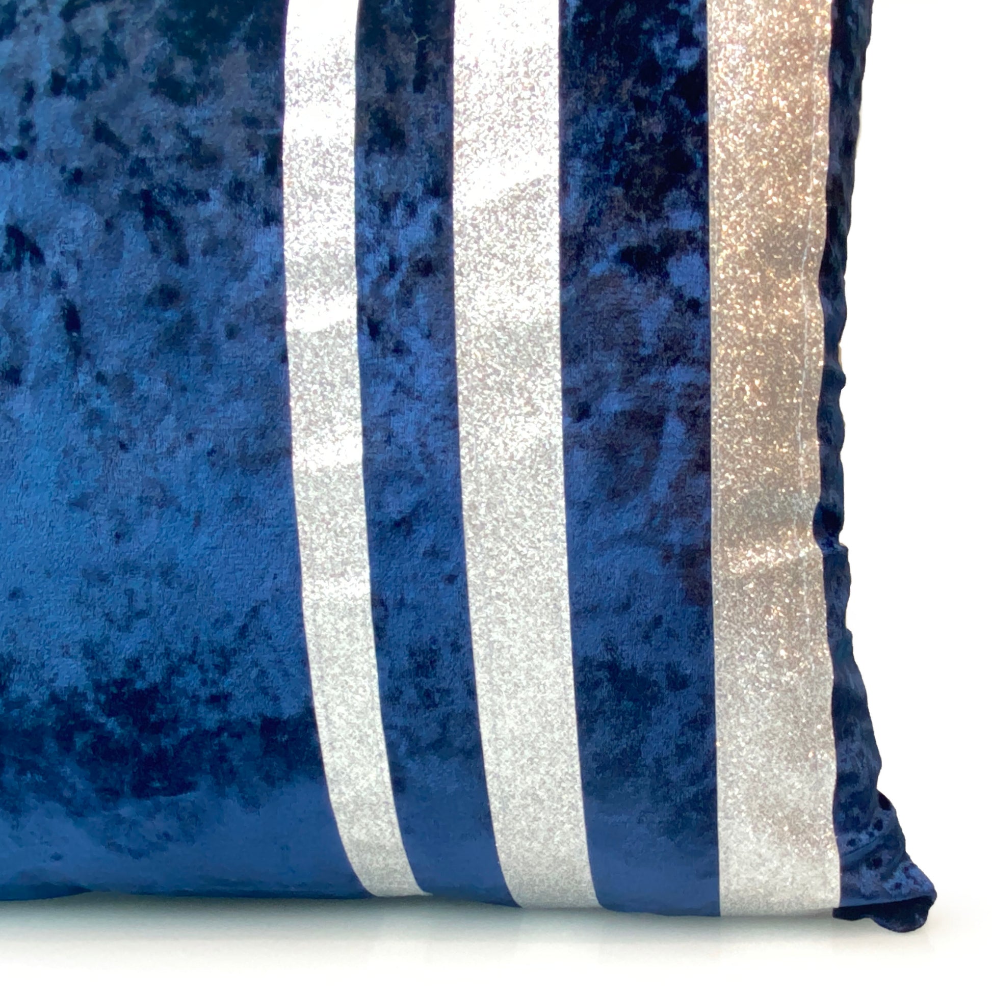 Cushions Covers Velvet Crushed or filled cushions Glitter stripe NAVY BLUE closer view