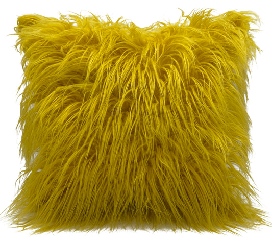 Large Cushion Cover or Cushions Shaggy Faux Fur Cushions Mustard Yellow