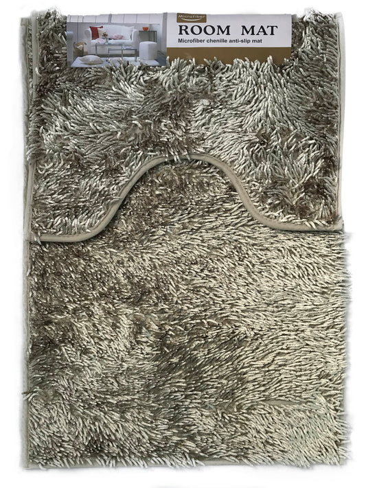 Chenille Bath Mat Sets Anti Slip SILVER