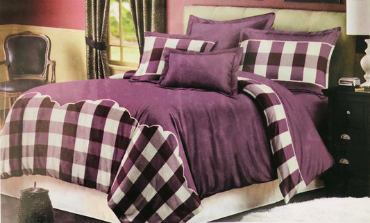 Quilted Bedspread Throw Comforter Bedding Sets Checks MAUVE