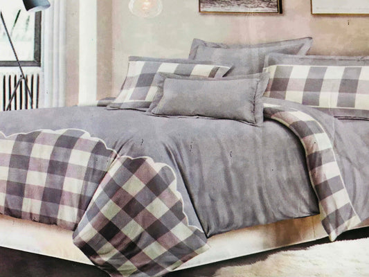 Quilted Bedspread Throw Comforter Bedding Sets Checks SILVER