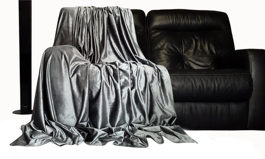 Throw over bedspread PLUSH Velvet New Sofa or bed Throw or Cushion Cover SILVER GREY