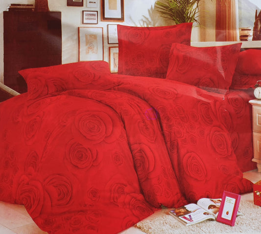 Duvet Cover Set with Pillow Cases 90 GSM ROSES RED