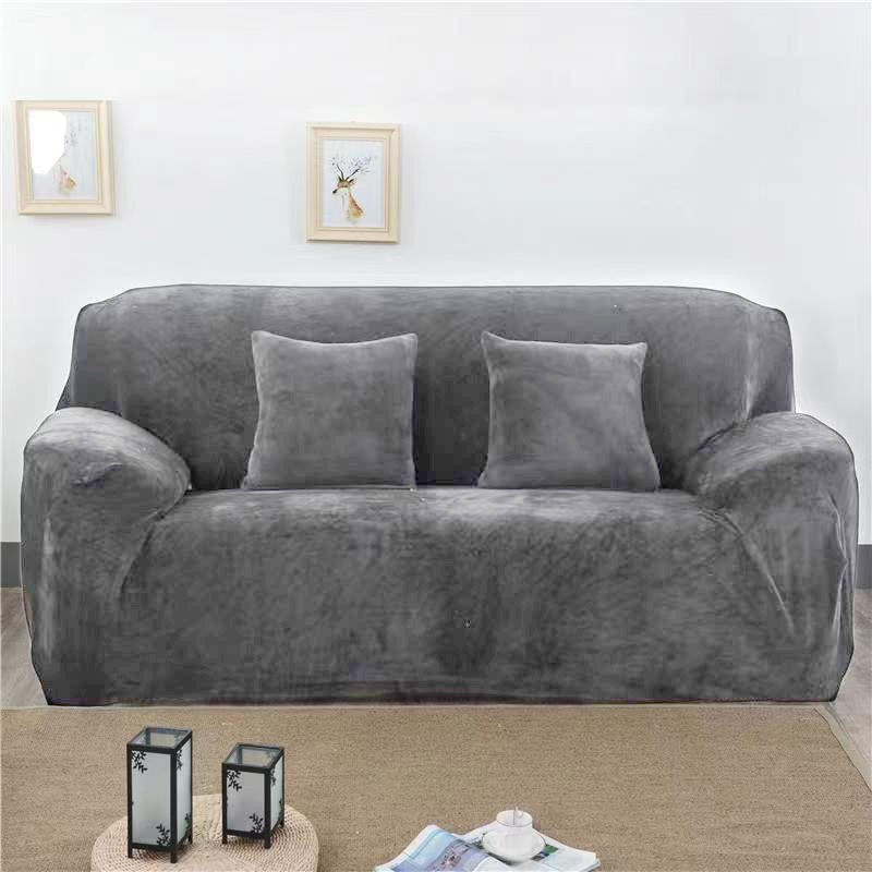 Sofa Covers Plush Velvet Stretch Fit With Tuckers Silver