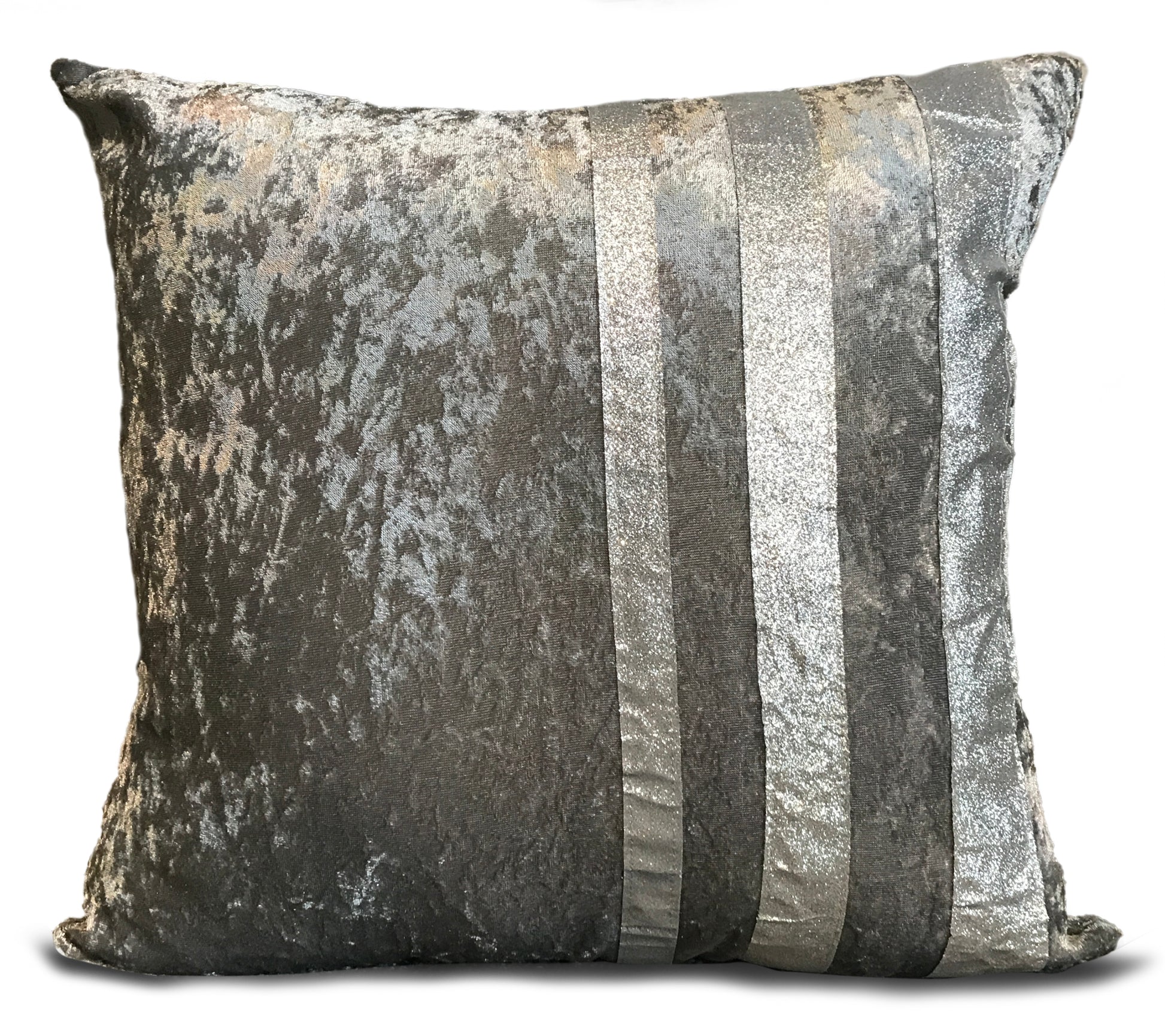 Cushions Covers Velvet Crushed or filled cushions Glitter stripe SILVER GREY 17"x17"