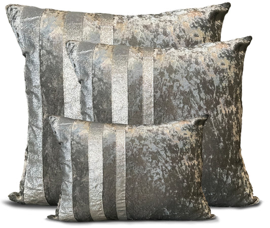 Cushions Covers Velvet Crushed or filled cushions Glitter stripe SILVER GREY