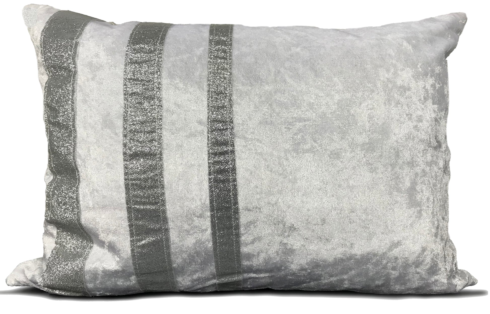 Cushions Covers Velvet Crushed or filled cushions Glitter stripe WHITE 17"x12"