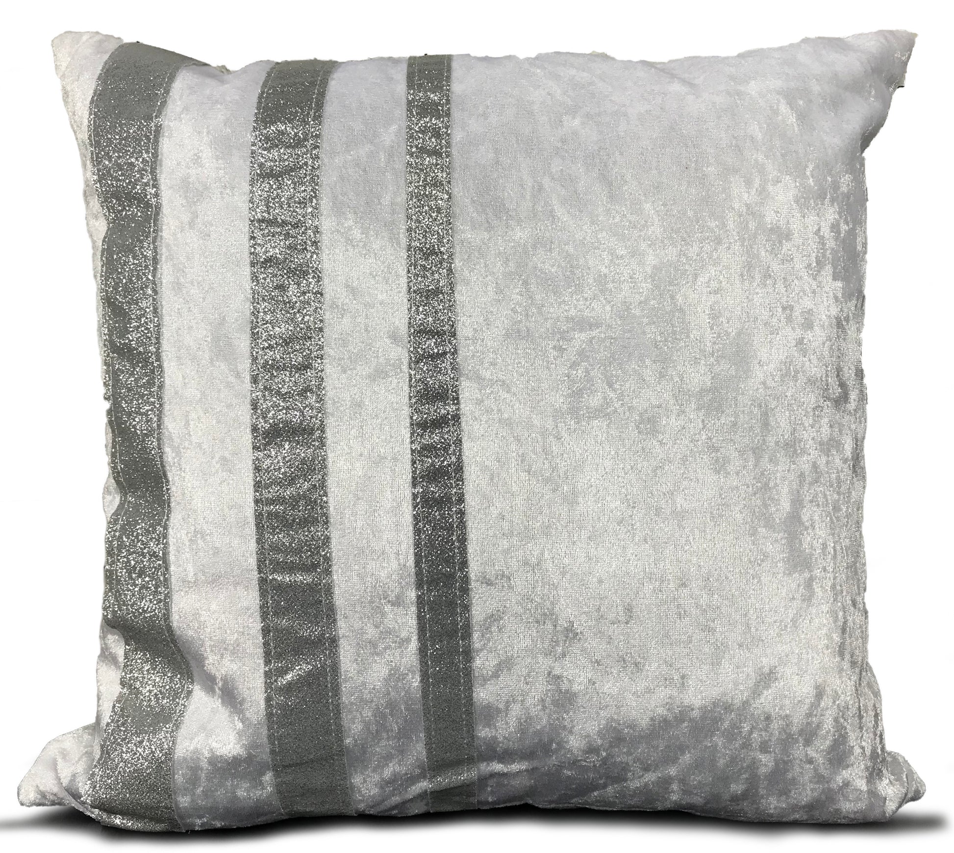 Cushions Covers Velvet Crushed or filled cushions Glitter stripe WHITE 17"x17"