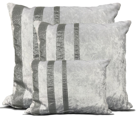 Cushions Covers Velvet Crushed or filled cushions Glitter stripe WHITE
