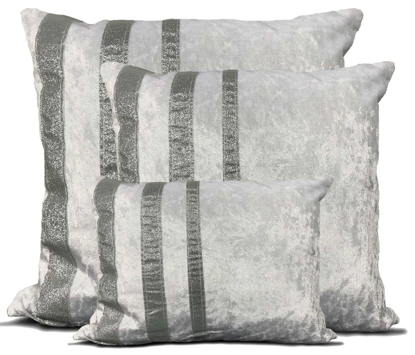 Cushions Covers Velvet Crushed or filled cushions Glitter stripe WHITE