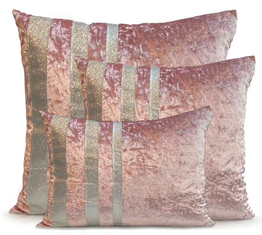 Cushions Covers Velvet Crushed or filled cushions Glitter stripe BLUSH PINK