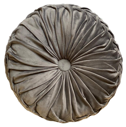 Round Cushion Holland Plush Velvet Chic Filled | GREY