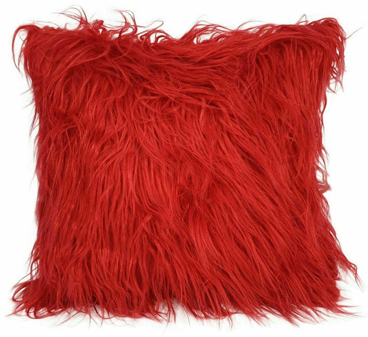 large cushion cover or cushions long Shaggy faux fur cushions RED