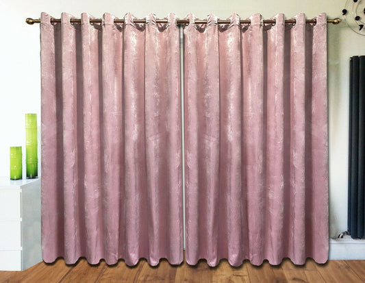 Eyelet Curtains Ring Top Lined Curtains Italy Plush Velvet Bush Pink