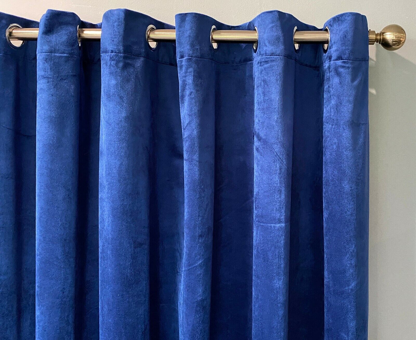 Eyelet Curtains Ring Top Lined Curtains ITALY Plush Velvet Navy Blue Closer View