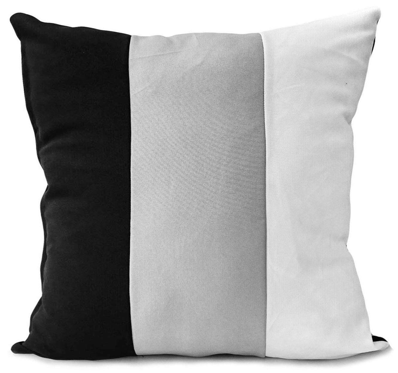 large 3 tone Striped cushions Black Grey White