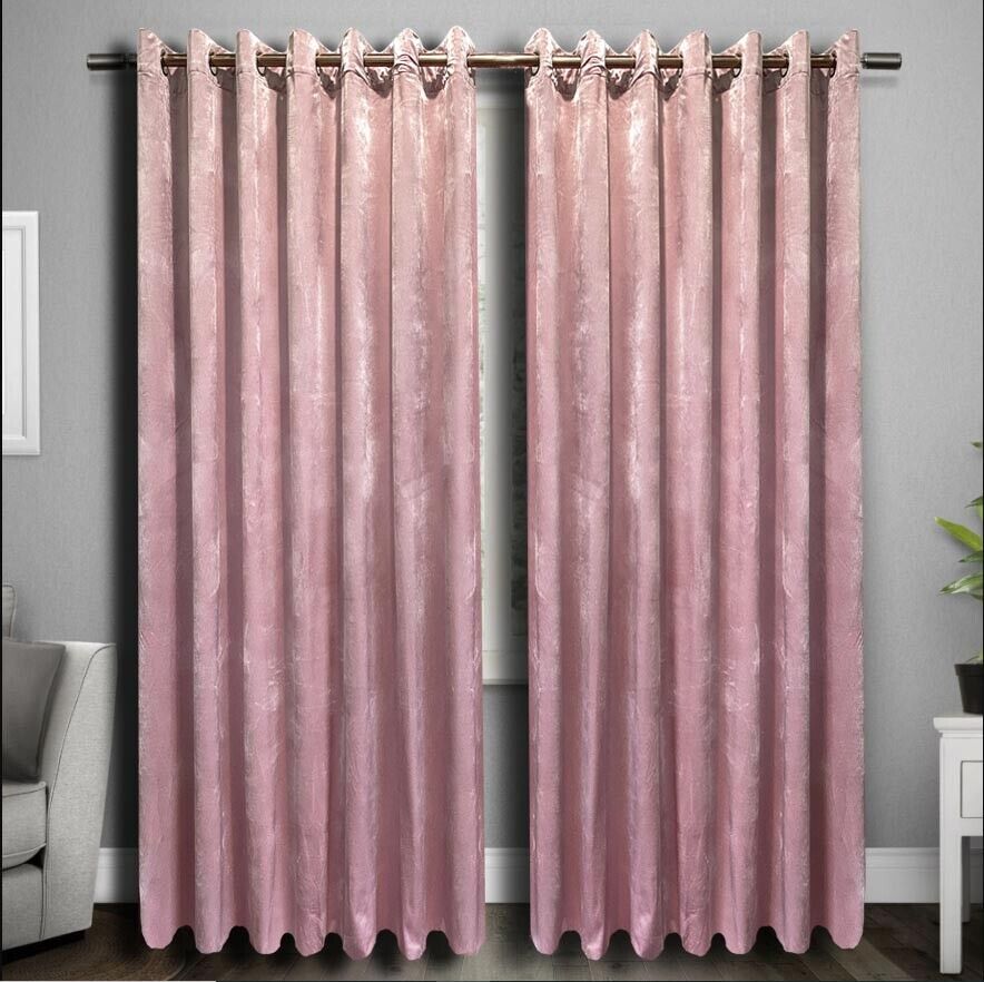 Eyelet Curtains Ring Top Lined Curtains Italy Plush Velvet Bush Pink smaller size