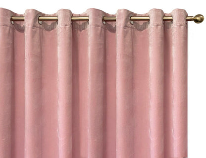 Eyelet Curtains Ring Top Lined Curtains Italy Plush Velvet Bush Pink Closer view