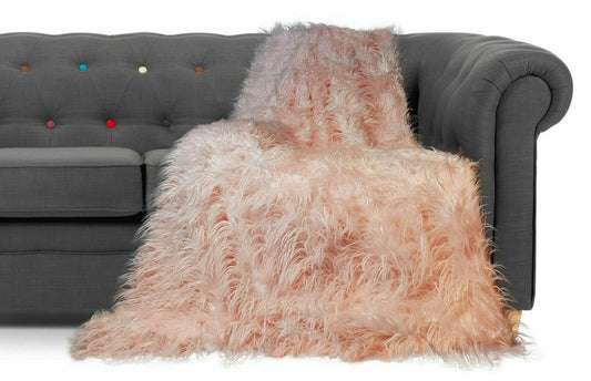 Throws Large Shaggy Long Faux Fur Throw over Sofa Bedspread Fluffy PINK