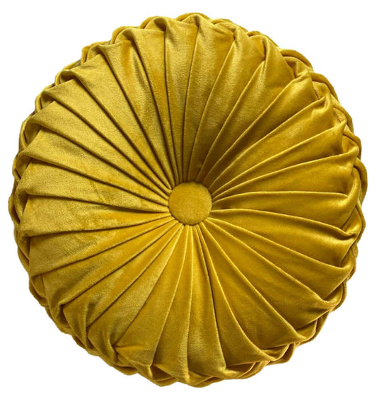 Cushion Soft Holland Plush Velvet Cushions Chic Filled Cushion Round | MUSTARD